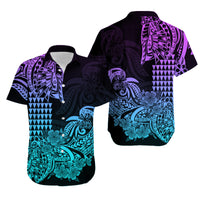 Hawaii Kakau Matching Dress and Hawaiian Shirt Polynesian Flower Tribal Heliotrope Version LT9 - Polynesian Pride