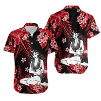Hawaii Summer Colorful Hula Girl Matching Dress and Hawaiian Shirt Red LT6 - Polynesian Pride