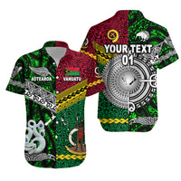 (Custom Personalised) Vanuatu And New Zealand Hawaiian Shirt Together - Green, Custom Text And Number LT8 Unisex Red - Polynesian Pride