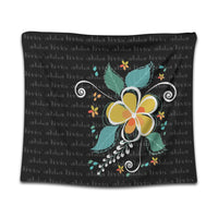 Hawaiian Aloha Plumeria Polynesian Tapestry - AH - AH Wall Tapestry Black - Polynesian Pride