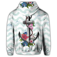 Hawaiian Anchor Hibiscus Wave Hoodie - Polynesian Pride