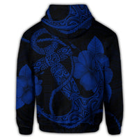 Hawaiian Anchor Poly Tribal Hibiscus Polynesian Zip Hoodie Blue - Polynesian Pride