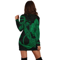 Hawaiian Anchor Poly Tribal Hibiscus Polynesian Hoodie Dress Green - AH - Polynesian Pride