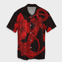 Hawaiian Anchor Poly Tribal Hibiscus Polynesian Hawaiian Shirt Red - AH Unisex Black - Polynesian Pride