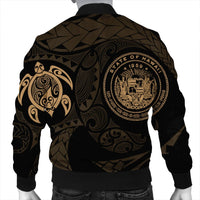 Hawaiian Coat Of Arms Turtle Polynesian Bomber Jacket Gold AH - Polynesian Pride