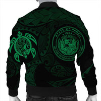 Hawaiian Coat Of Arms Turtle Polynesian Bomber Jacket Green AH - Polynesian Pride