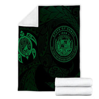 Hawaiian Coat Of Arms Turtle Polynesian Premium Blankets Green AH - Polynesian Pride