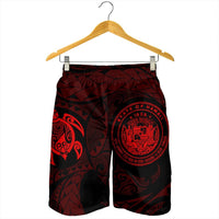 Hawaiian Coat Of Arms Turtle Polynesian Men's Shorts Red AH - Polynesian Pride