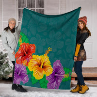 Hawaiian Colorful Hibiscus Polynesian Premium Blankets - AH - Polynesian Pride