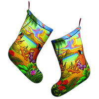 Hawaiian Couple Sing A Song On Beach Sunset Christmas Stocking - AH - Polynesian Pride