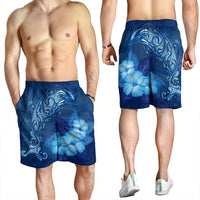 Hawaiian Dolphin Hibiscus Tropic Blue Polynesian Men's Shorts - AH - Polynesian Pride