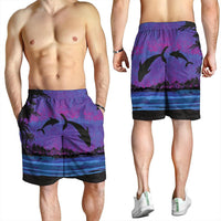 Hawaiian Dolphin In Night Polynesian Men's Shorts - AH - Polynesian Pride