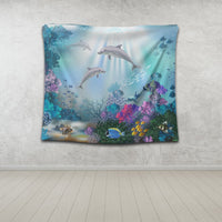 Hawaiian Dolphins Play The Ocean Polynesian Tapestry - AH - Polynesian Pride