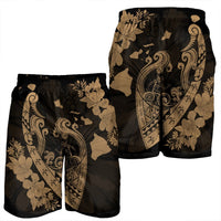 Hawaiian Fish Hook Hibiscus Banzai Surfing Polynesian Men's Shorts Gold - AH - Polynesian Pride