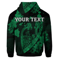 Custom Hawaiian Fish Hook Hibiscus Banzai Surfing Polynesian Hoodie Green - Polynesian Pride
