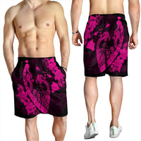 Hawaiian Fish Hook Hibiscus Banzai Surfing Polynesian Men's Shorts Pink - AH - Polynesian Pride