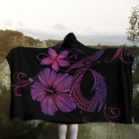 Hawaiian Fish Hook Hibiscus Plumeria Polynesian Hooded Blanket - Pink - AH - Polynesian Pride