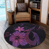 Hawaiian Fish Hook Hibiscus Plumeria Polynesian Round Carpet - Pink - AH - Polynesian Pride