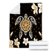 Hawaiian Gold Turtle Plumeria Premium Blankets AH - Polynesian Pride