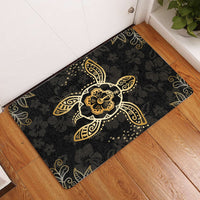 Hawaiian Golden Hibiscus And Turtle Gold Door Mat AH Door Mat Gold - Polynesian Pride