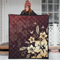 Hawaiian Golden Hibiscus Butterfly Polynesian Premium Quilts - AH - Polynesian Pride