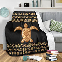 Hawaiian Golden Turtle Hibiscus Plumeria Polynesian Premium Blankets - AH - Polynesian Pride