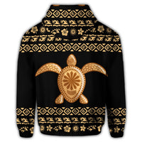 Hawaiian Golden Turtle Hibiscus Plumeria Polynesian Hoodie - Polynesian Pride