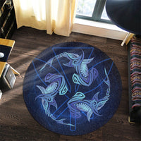 Hawaiian Hammerhead Shark Kanaka Galaxy Polynesian Round Carpet - AH - Polynesian Pride