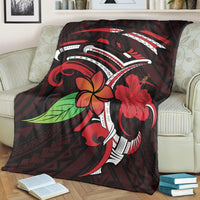 Hawaiian Hibiscus And Plumeria Flower Polynesian Premium Blankets - AH - Polynesian Pride