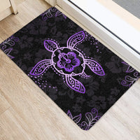 Hawaiian Hibiscus And Turtle Gold Door Mat Violet AH - Polynesian Pride
