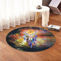 Hawaiian Hibiscus Dreamcatcher Wales Night Round Carpet - AH - Polynesian Pride