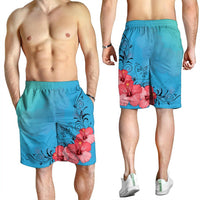 Hawaiian Hibiscus Flower Red Men's Shorts - AH - AH - Polynesian Pride