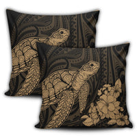 Hawaiian Hibiscus Memory Turtle Polynesian Pillow Covers Gold - AH - Polynesian Pride