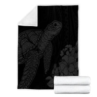 Hawaiian Hibiscus Memory Turtle Polynesian Premium Blankets Gray - AH - Polynesian Pride