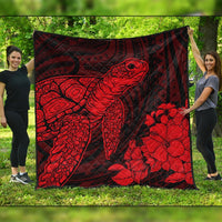 Hawaiian Hibiscus Memory Turtle Polynesian Premium Quilts Red - AH Black - Polynesian Pride