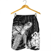 Hawaiian Hibiscus Memory Turtle Polynesian Men's Shorts White - AH - Polynesian Pride