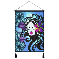 Hawaiian Hibiscus Plumeria Hula Girl Polynesian Hanging Poster - AH Hanging Poster Cotton And Linen - Polynesian Pride