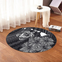 Hawaiian Hibiscus Sea Turtle Swim Polynesian Round Carpet - AH - Polynesian Pride