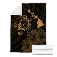 Hawaiian Hibiscus Sea Turtle Swim Polynesian Premium Blankets - Gold - AH - Polynesian Pride