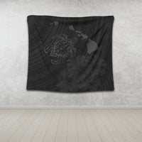 Hawaiian Hibiscus Sea Turtle Swim Polynesian Tapestry - Grey - AH - Polynesian Pride