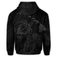 Hawaiian Hibiscus Sea Turtle Swim Polynesian Hoodie Grey - Polynesian Pride