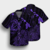 Hawaiian Hibiscus Sea Turtle Swim Polynesian Hawaiian Shirt - Purple - AH - Polynesian Pride