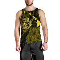 Hawaiian Hibiscus Sea Turtle Swim Polynesian Tank Top - Yellow - AH Black - Polynesian Pride