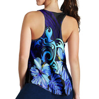 Hawaiian Hibiscus Tropical Deep Ocean Turtle Sea Racerback Tank - AH - Polynesian Pride