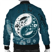 Hawaiian Hibiscus Turtle Polynesian Bomber Jacket YinYang Style - AH - Polynesian Pride