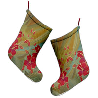 Hawaiian Hibiscus Water Color Christmas Stocking - AH - Polynesian Pride