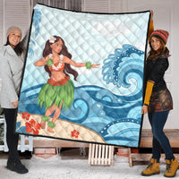 Hawaiian Hula Dance Cartoon Hibiscus Wave Premium Quilts - AH - Polynesian Pride
