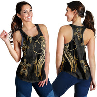 Hawaiian Hula Girl And Turtle Hibiscus Racerback Tank - AH Black - Polynesian Pride