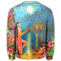 Hawaiian Hula Girl Sing In Aboriginal Village Aat Night Sweatshirt - AH - Polynesian Pride