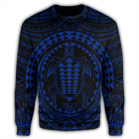 Hawaiian Kakau Honu Arc Polynesian Blue Sweatshirt - AH - Polynesian Pride
